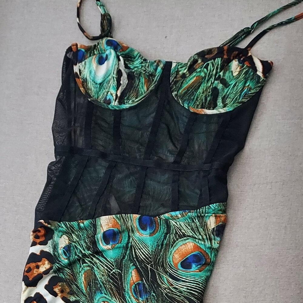 Fun mini peacock dress